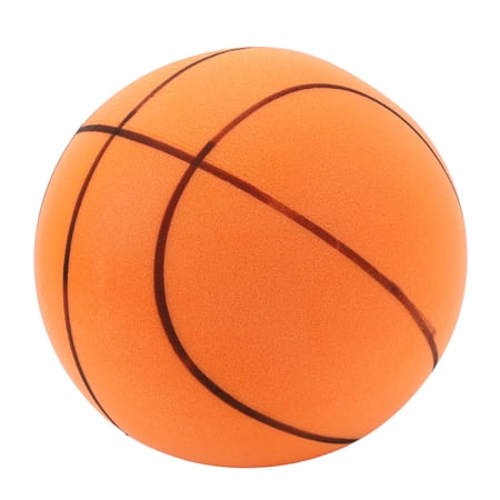 YAHHU Silent Basketball Size 5 (27.5") / 19 cm in Orange - PU Highly Elastic Inflation Free Quiet Bounce Basketball, Improves Hand Eye Coordination for Home Apartment Indoor Kids Training Practice