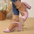 thumbnail image 5 of Strappy Heels for Women, Chunky Heels, Women High Heels, Dress Sandals Women, Women Classic Summer Open Toe Heeled Sandals Fashion Dress Shoe Comfort Walking Footwear Anti Slip Heels, Pink 9, 5 of 5