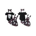 thumbnail image 3 of Baby Girls Dress Set, Cat Print Short Sleeve Romper with Suspender Dress and Headband Summer Outfit, 3 of 10