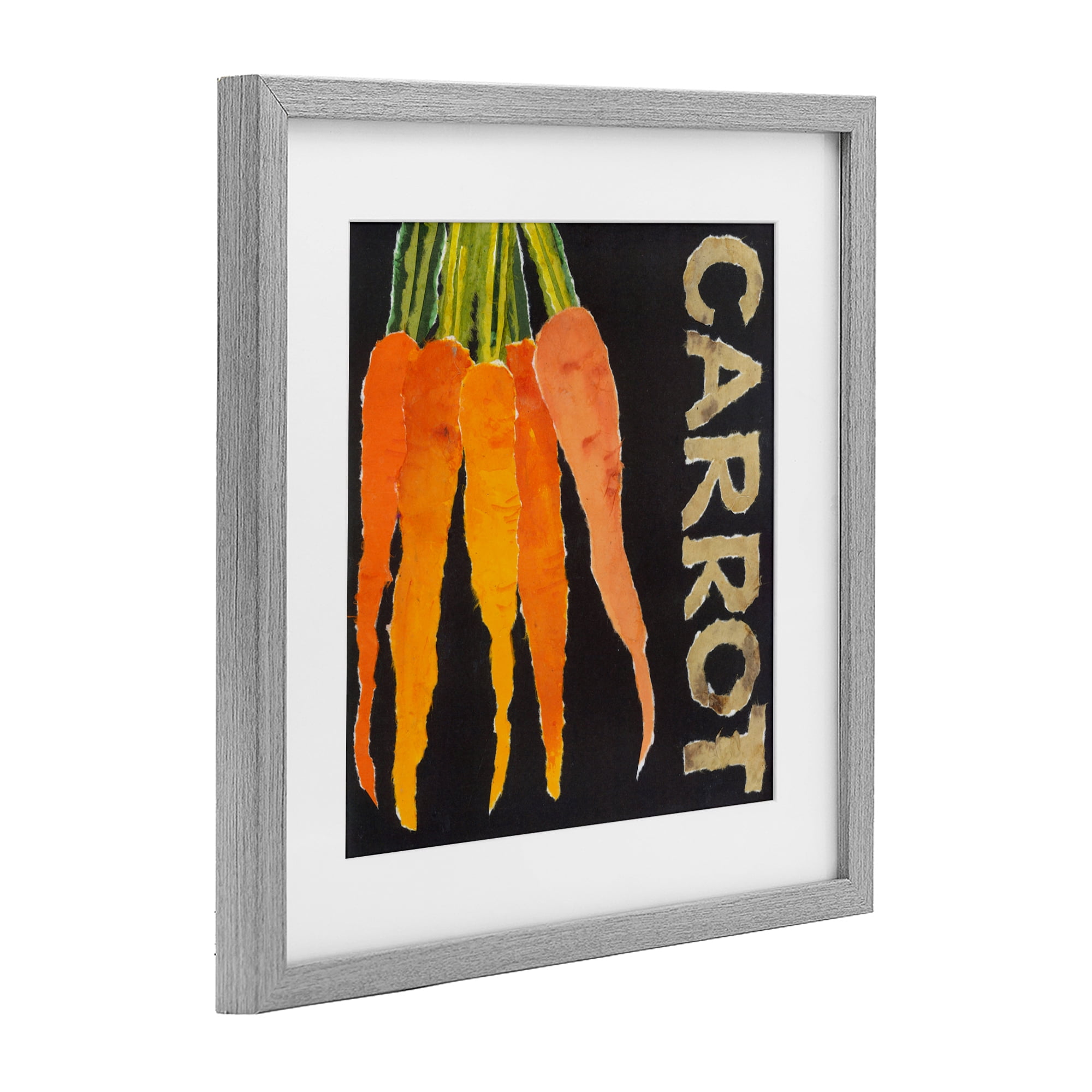 Stupell Industries Carrot Root Vegetable Gray Framed Print Under Glass, design by Nancy Overton