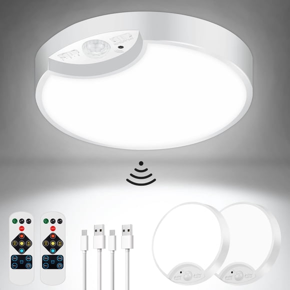 Lámpara de techo VerRon con sensor de movimiento recargable, paquete de 2 unidades, 3500K/4500K/6500K
