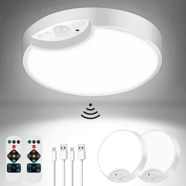 Lámpara de techo VerRon con sensor de movimiento recargable, paquete de 2 unidades, 3500K/4500K/6500K