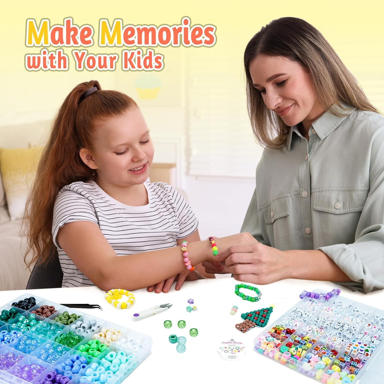 Bracelet Making Kit, Friendship Bracelet Kit 48 Colors Pony Kandi Letter Beads for Jewelry Making, DIY Arts and Crafts Gifts for Girls Age 6-13