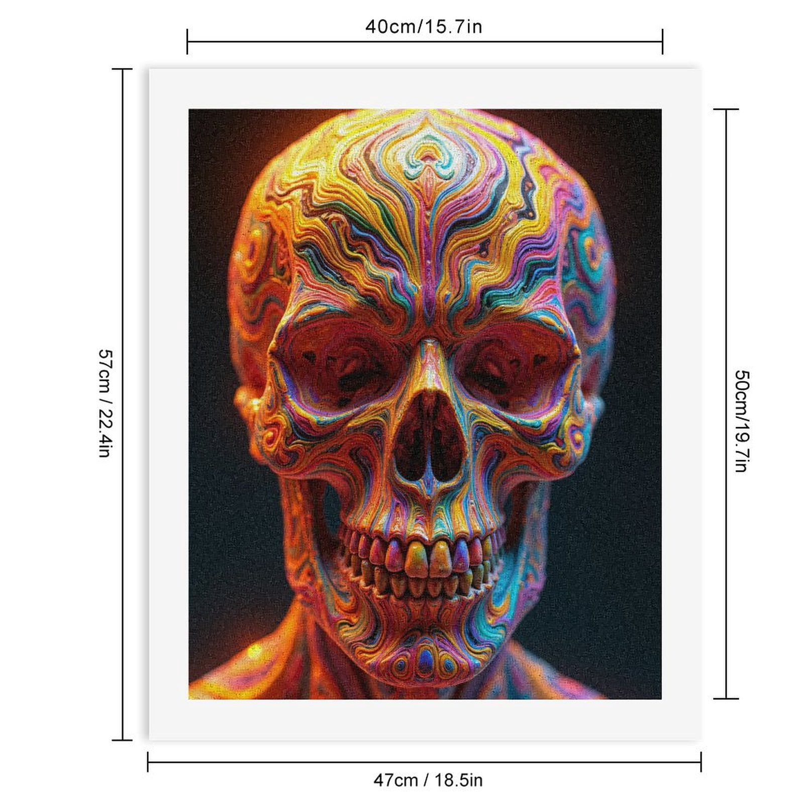 Paint By Numbers Kit for Adults Beginner - Colorful Abstract Vibrant Skull Art DIY Canvas Painting Kits for Adults, Frameless Paint By Number for Adults for Home Wall Decor 16x20 Inch