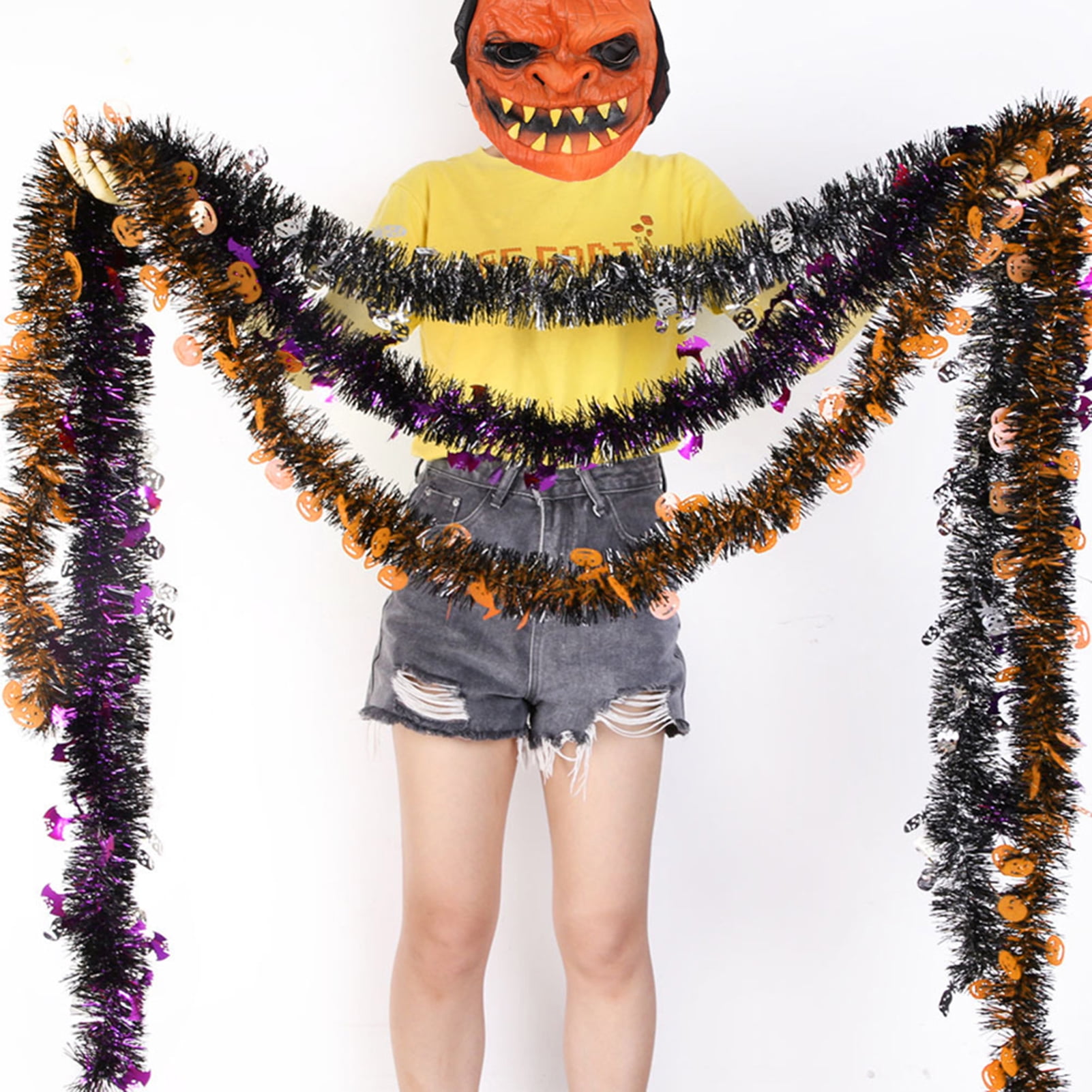 Tinsel Garland Eyecatching Halloween Decoration 200cm Pumpkin Witch