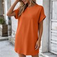 thumbnail image 6 of Levmjia Women's Casual Short Sleeve Dress Crew Neck A Line Swing Dress with Pockets Solid Color Loose Fit Summer Beach Sundress, 6 of 9