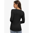 thumbnail image 2 of Womens Fall Deep V Neck Long Sleeve Shirts Modal Slim Fit Basic Tee Tops, 2 of 6