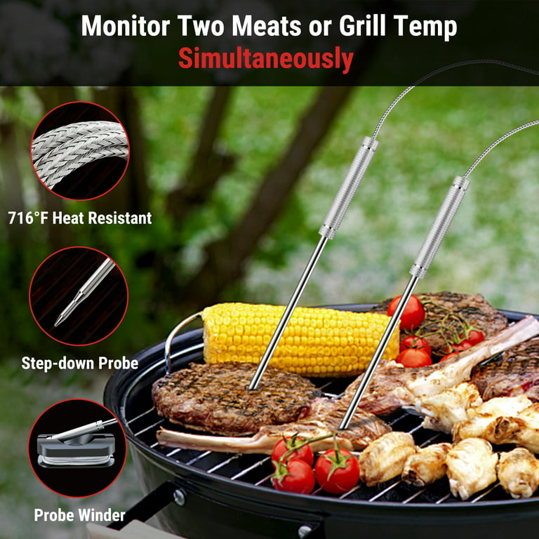Wireless Meat Thermometer, Bluetooth Meat Thermometer For Grilling Digital  BBQ Cooking Thermometer with 6 Probes, APP/Timer/Alarm Monitor Food
