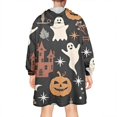 thumbnail image 2 of Wearable Oversized Blanket,Halloween Ghosts Bats and Castles Wearable Blanket Hoodie for Adults,Cozy Hooded Blankets with Super Pockets,Super Warm Fuzzy Pullover for Women & Men, 2 of 6