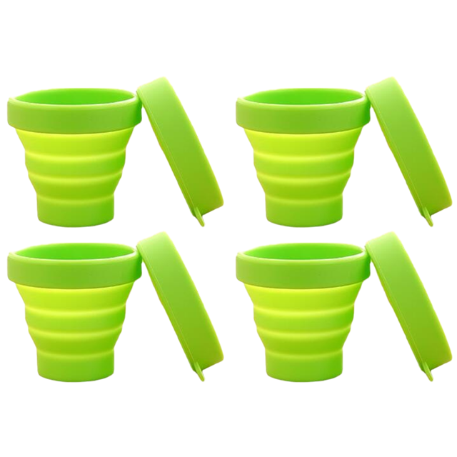Taza plegable de silicona de viaje portátil de 4 piezas - Verde Ormromra CPB-DE-WX146-3