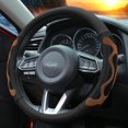 thumbnail image 2 of FH Group 1.6 lb. Leather Brown Steering Wheel Cover with Silicone Anti Slip Grip and Air Freshener, 2 of 8