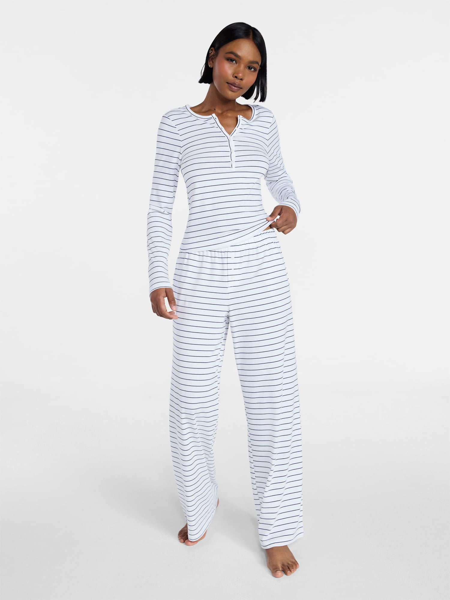 No Boundaries Cloud Core Sleepwear Henley Shirt, Women's XS-XXL