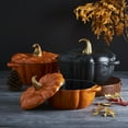 thumbnail image 4 of Smith & Clark 2 Quart Pumpkin Enameled Cast Iron Dutch Oven Casserole Pot with Lid, Orange, 4 of 10