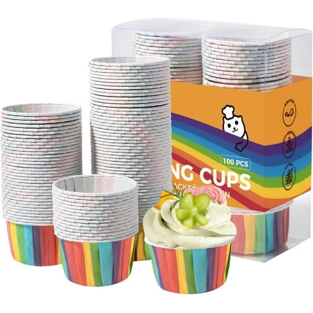 Parchment Cupcake Liners Rainbow Color Standard Size 100PCS, Christmas Cupcake Liners, Muffin Baking Liners, Heavy Duty Greaseproof Wrappers for Bakery, Birthday Party