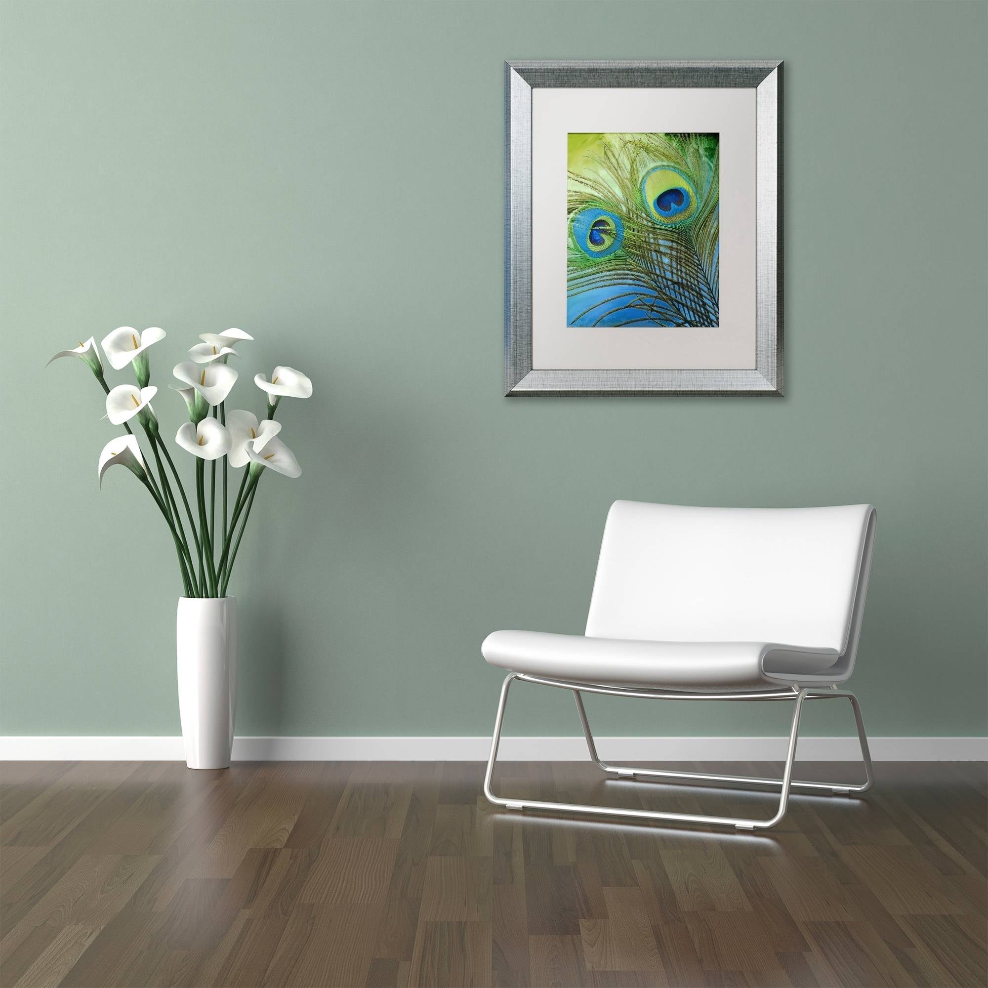 Trademark Fine Art "Peacock Candy I" Canvas Art by Color Bakery White Matte, Silver Frame