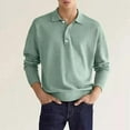thumbnail image 2 of Men's Casual and Comfortable Solid Color Lapel Long Sleeve Polo Shirt, Men's Cashmere Polo Shirt, 2 of 7
