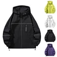 thumbnail image 1 of Sentmoon Women Jacket Oversized Drawstring Hooded Neck Long Sleeve Women Winter Coats Zipper Solid Color Windproof Waterproof Clothes Women Fall and Winter Stylish for Backpacking and Camping, 1 of 3