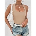 thumbnail image 5 of Ekouaer Women Halter Top Backless Scroop Neck Slim Stretchy Ribbed Knit Camisole Crop Tops, 5 of 6