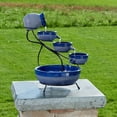 thumbnail image 2 of Smart Solar 23967R01 Ceramic Solar Powered Tiered Cascade Fountain, Blueberry, 2 of 4