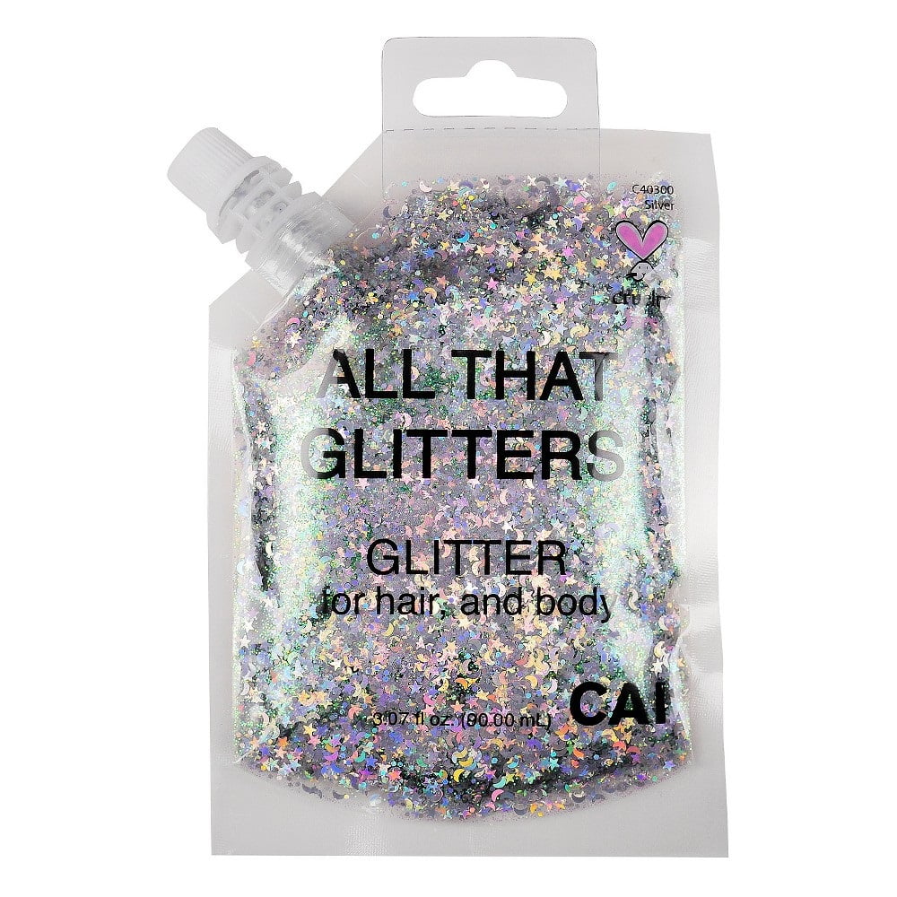 CAI BEAUTY NYC Silver Glitter Easy to Apply, Easy to Remove Chunky Glitter  for Body, Face and Hair, Bag Pouch, Holographic Cosmetic Grade Glamour -  