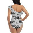 thumbnail image 5 of Gaeub Gray Tractor Women's One Shoulder Ruffle Tummy Control Swimwear for Swimming Surfing Beach Party - XX-Large, 5 of 8