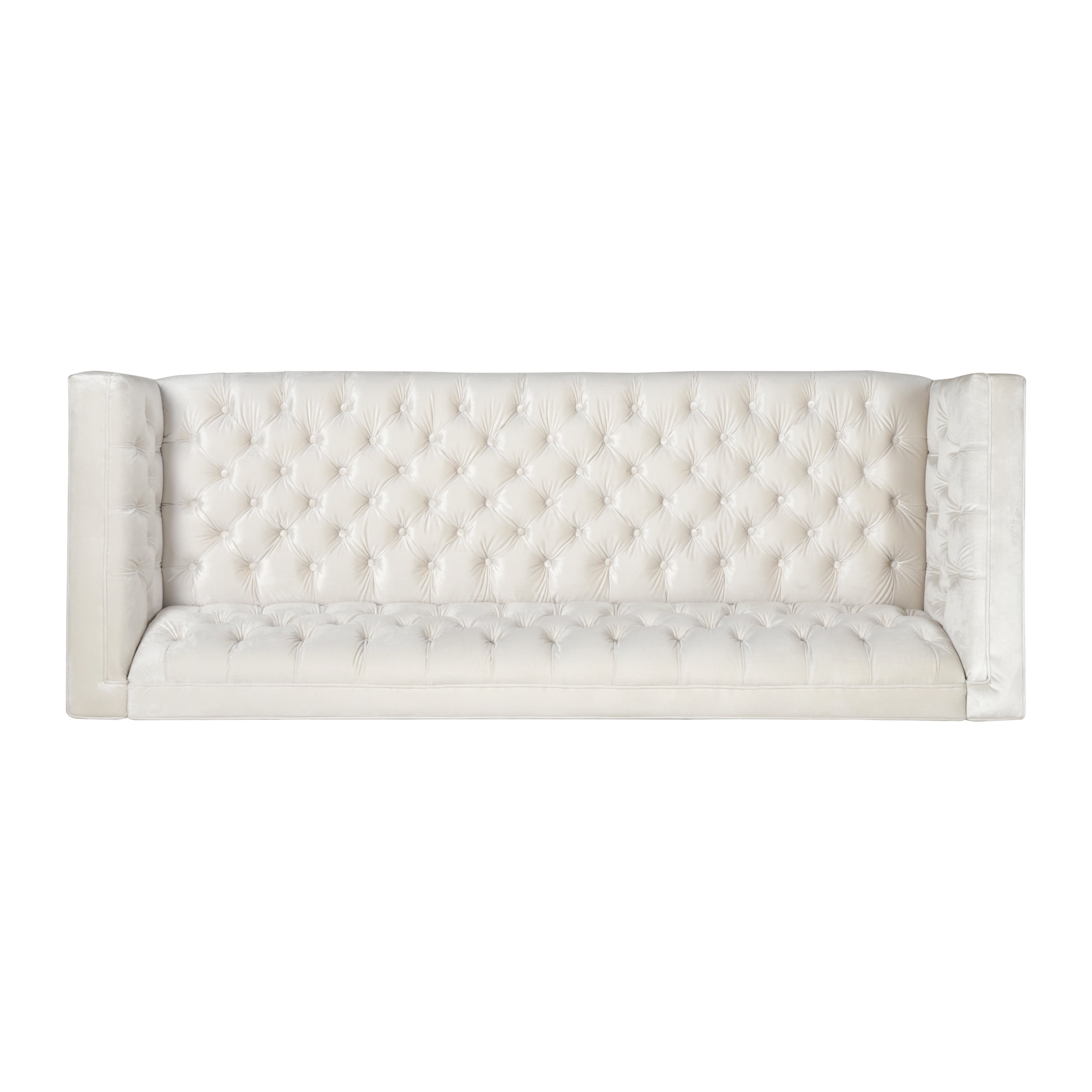 Noble House Camden Tufted Velvet Sofa, Beige, Silver
