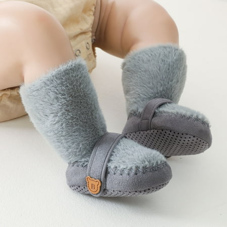 

AURIGATE Clearance! Baby Non Slip Socks Toddler Boys Girls Solid Color Cartoon Dog Socks Keep Warm Plush Kids Soft Non-slip Indoor Toddler Shoes Socks