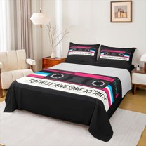 Homewish Magnetic Tape 4pcs Bed Sheets for Kids Children Teens,Music Theme King Sheets,Musical Melody Super Cozy Sheet Set,Luxury Bedroom Decor