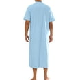 thumbnail image 3 of INSPIRE CHIC Long Nightgown for Men's Father's Day Gift Short Sleeves Stand Collar Zipper Nightshirts XL Blue, 3 of 4