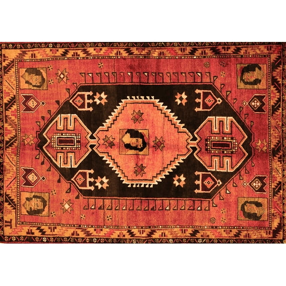 Ahgly Company Indoor Rectangle Persian Orange Traditional Area Rugs, 6' x 9'