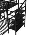 thumbnail image 6 of Twin over Twin & Twin Bunk Beds for 3, Twin XL over Twin & Twin Bunk Bed Metal Triple Bunk Bed with Desk & Shelves, Space Saving/Noise Reduction, Black, 6 of 10