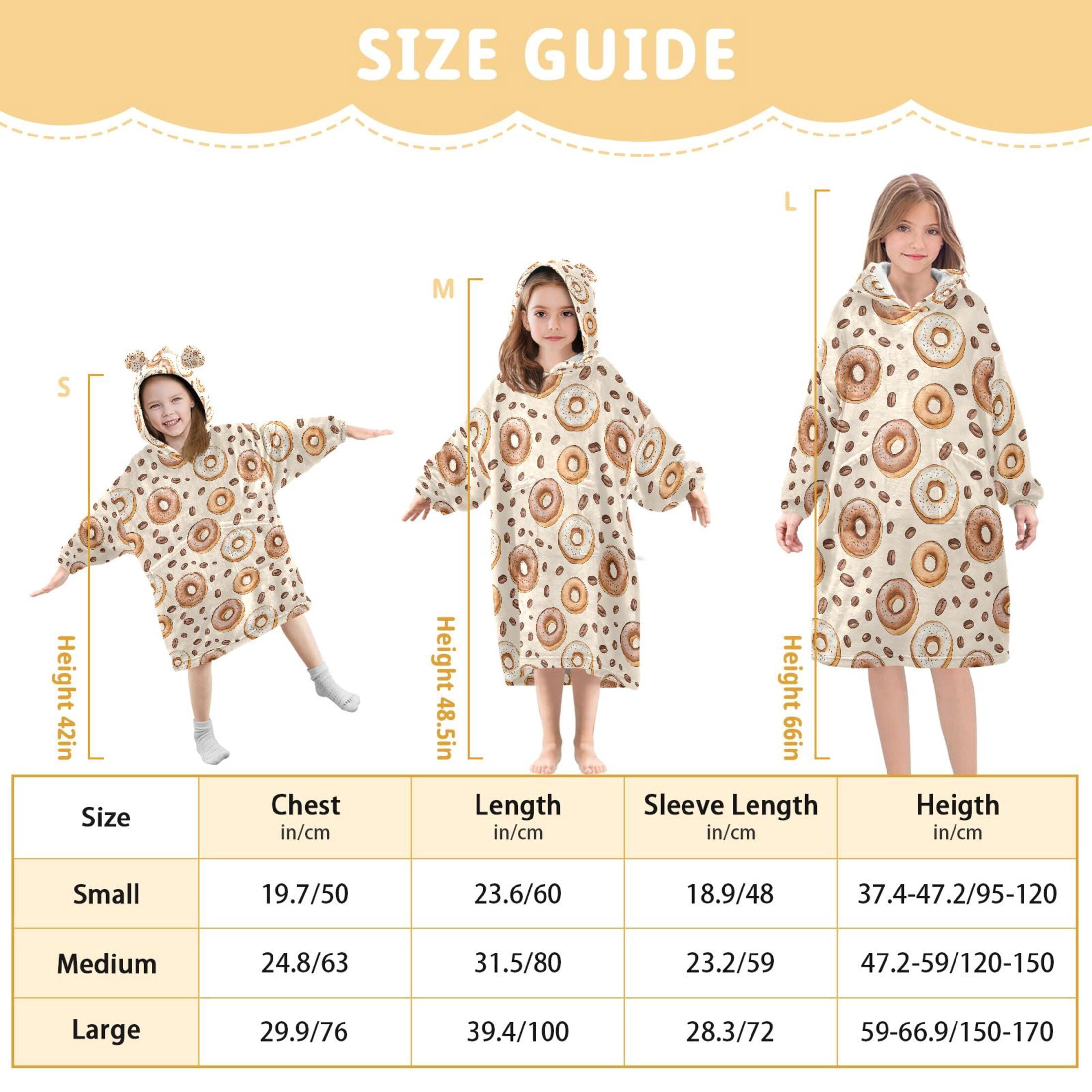 joogoo Blanket Hoodie for Cute Donuts Oversize Sweatshirt 3-14 YR L