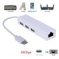 thumbnail image 1 of USB 3.1 USB-C Type C to 3 Ports USB Hub with RJ45 Ethernet Lan Adapter Cable for Macbook PC, 1 of 2
