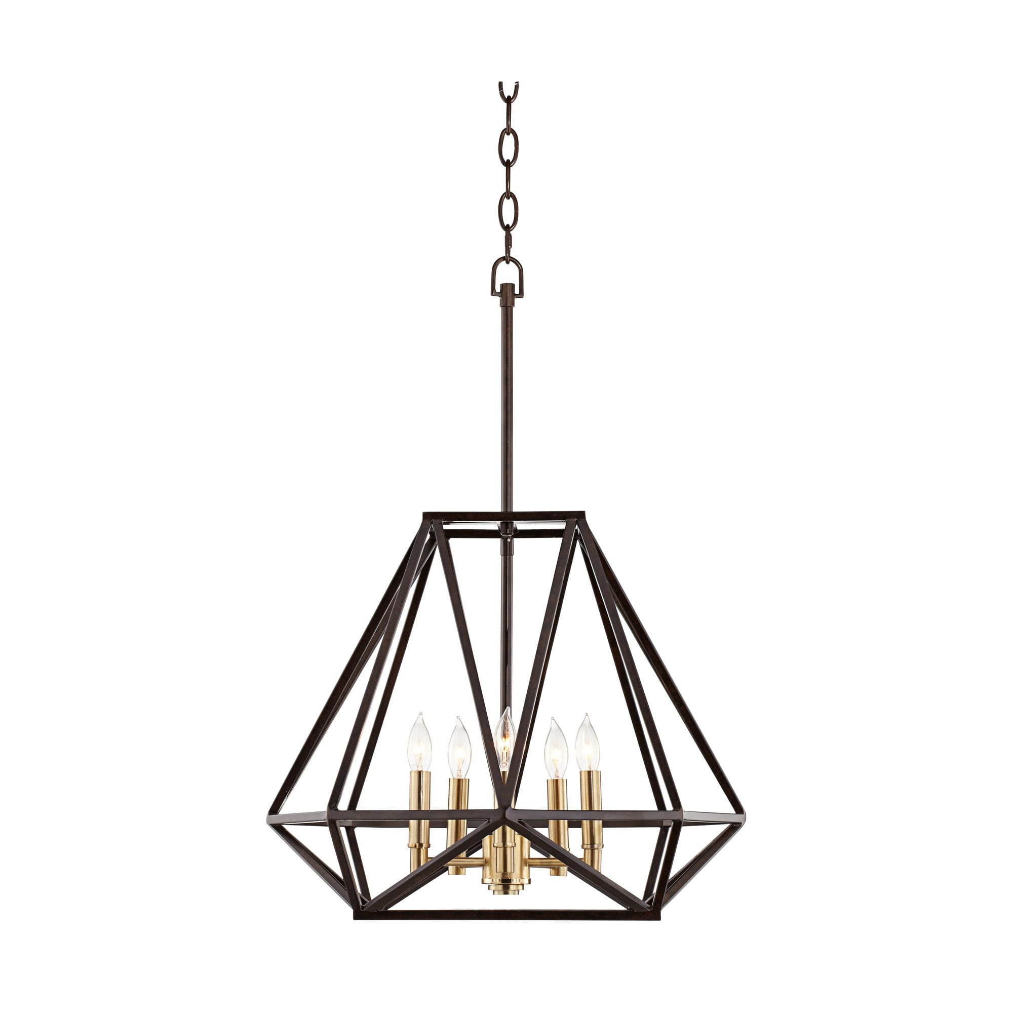 Franklin Iron Works Hawking Bronze Pendant Chandelier 20" Wide Modern Geometric Cage 5-Light Fixture for Dining Room House Kitchen Island Bedroom Home