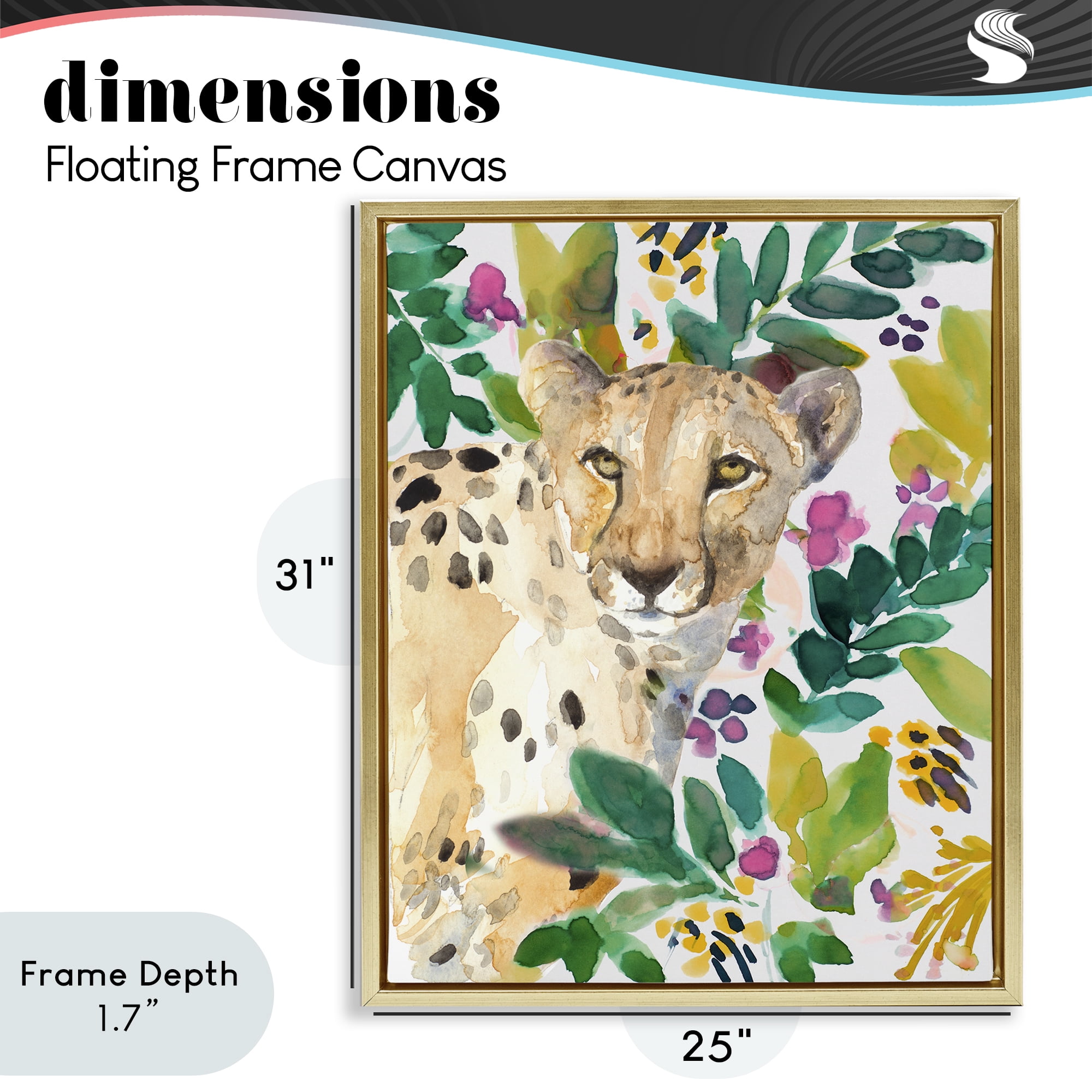 Stupell Industries Garden Plants Cheetah Gold Framed Floater Canvas Wall Art, design by Lanie Loreth