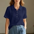 thumbnail image 5 of YanHoo Summer Shirts for Women Lapel Button Up Short Sleeve T-Shirts Loose Fit Pullover Tops Casual Solid Color Tee, 5 of 8