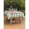 thumbnail image 2 of Outdoor Tablecloth with Umbrella Hole and Zipper, Easter Rectangle Table Cloth 60x84 Inch Waterproof Tablecloth, Spring Watercolor Bunny Eggs Butterflies Green Plaid Picnic Table Cover for Patio, 2 of 7