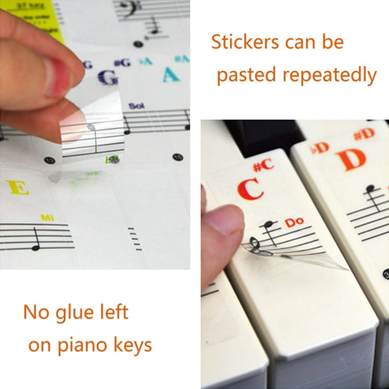 Piano Keyboard Stickers for 88 Key, Bold Large Letter Piano Stickers for  Learning, Removable Piano Keyboard Letters, Notes Label for Beginners and  Kids, Multicolor 