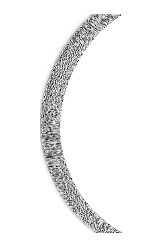 Designer Sterling Silver Rhodium-Plated Fancy Domed Necklace (Length=18.00) Made In Italy -Jewelry By Sweet Pea Creations