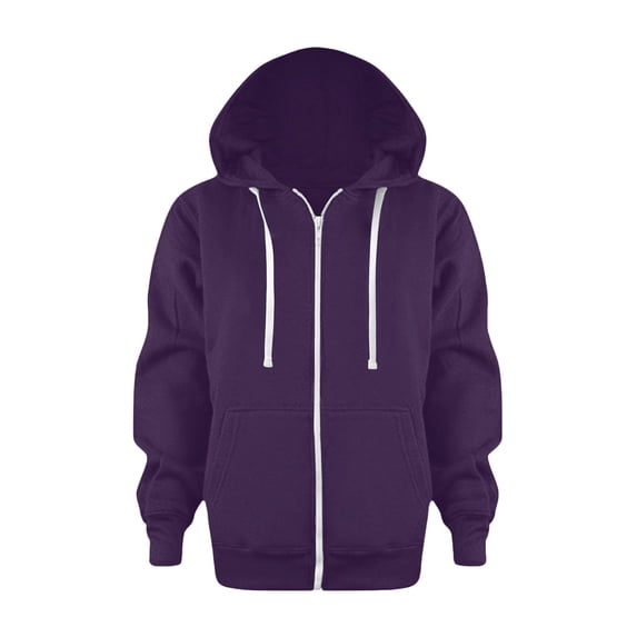 Splozh Hoodies for Teens Girls Sweatshirt Solid Color Zip Up Hoodie Long Sleeve Jackets Top Kids Boys Coat,Dark Purple,3-4 Years