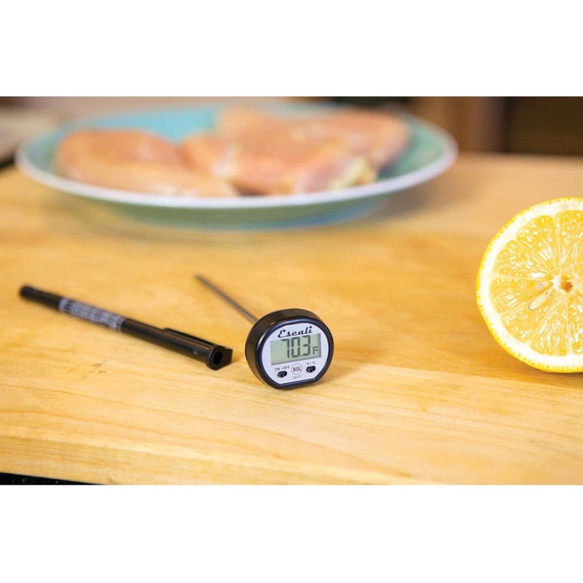 Escali Digital Display Kitchen Thermometer, Target Cooking for Meat, Anti Roll Design Extend Probe Holder NSF Certified