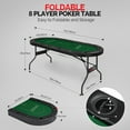 thumbnail image 6 of PEXMOR Foldable 8-Player Game & Card Table with Stainless Steel Cup Holders, Padded Rails, Green, 6 of 8
