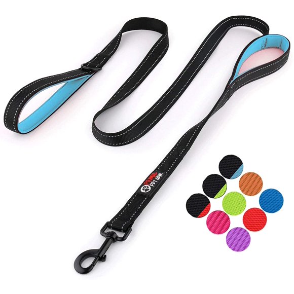 Primal Pet Gear Dog Leash 6ft Long - Traffic Padded Two Handle - Heavy Duty - Double Handles Lead for Control Safety Training - Leashes for Large Dogs or Medium Dogs (6FT, Black-Blue)