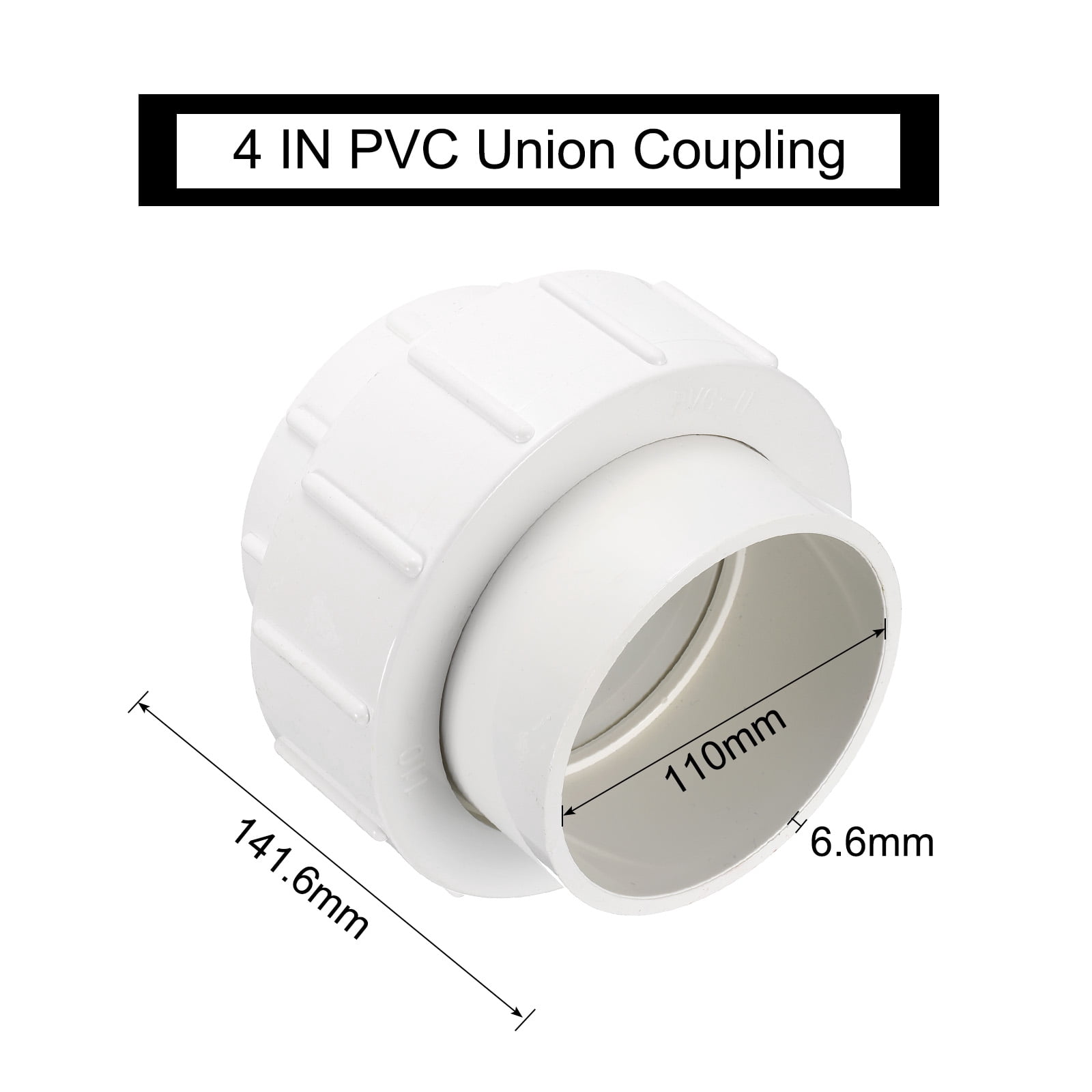 Unique Bargains Union Coupling Pipe Fitting Socket x Socket Adapter 40 White 4"