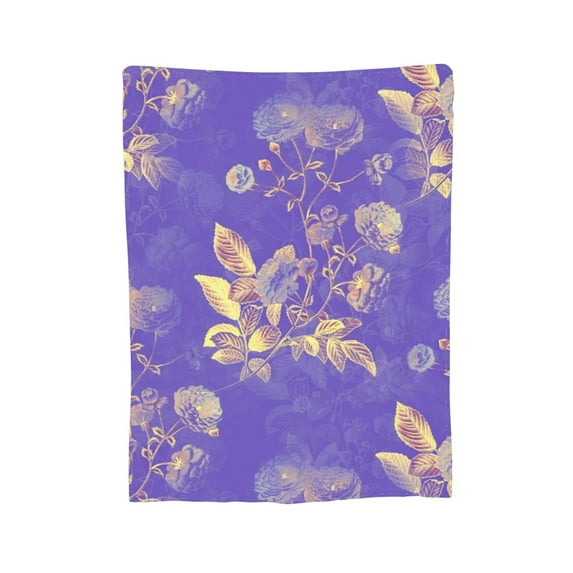 XMXY Fleece Throw Blanket for Couch, Purple Vintage Floral Pattern Lightweight Plush Fuzzy Cozy Soft Bed Blankets and Throws for Sofa, 50"x40" inches