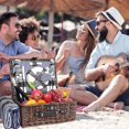 thumbnail image 6 of Handwoven Wicker Picnic Basket for 4 with Insulated Cooler - Valentine’s Day Luxury Set Waterproof Blanket & Ceramic Plates, Beach Camping Essentials for Couples, 6 of 13