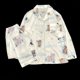 thumbnail image 5 of Pijama con estampado de gato para mujer, de satén y seda, de manga larga, a la moda, para primavera y verano, con solapa, para el hogar., 5 of 6