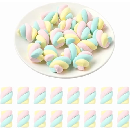 18Pcs Artificial Marshmallows Dessert Decor Colorful Resin Marshmallow 3D Cute Food Mini Candy Figurines Mode for DIY