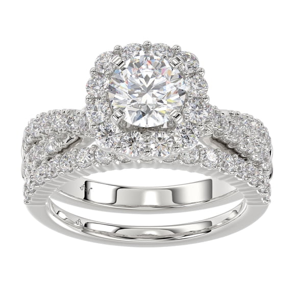 Bellano Women's Semi Mount Bridal Set 1.00Ct Round Diamond 14K White Gold (Si Quality)
