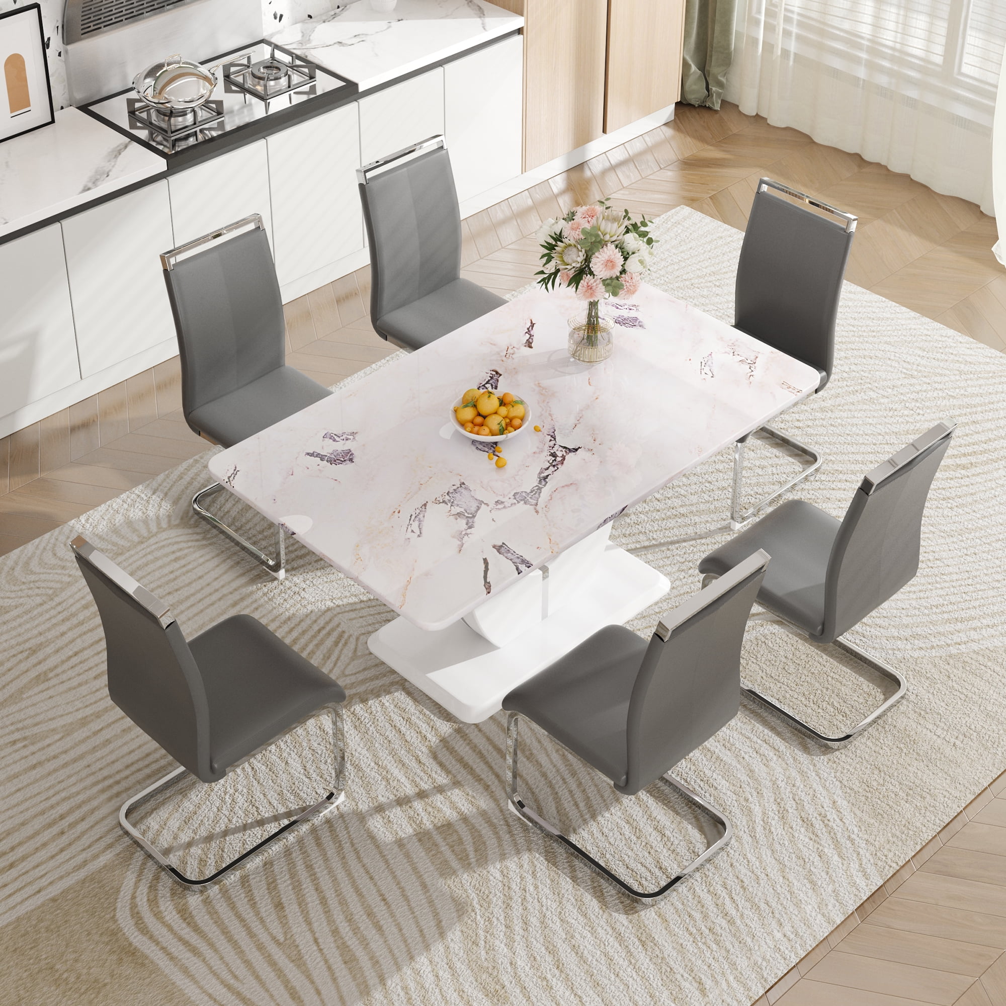 【送料無料】Marble Counter Table / WH 送料無料】Marble Counter Table / WH